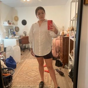 SomethingNavy Puff Sleeve Button Down